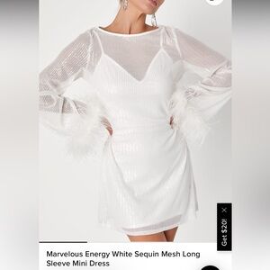 Lulu’s Marvelous Energy Mini White Sequin Dress